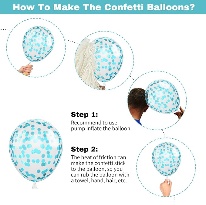 60 Pack Dusty Blue Gold Balloons, Slate Blue White Sand Teal Turquoise Crem - Image 7