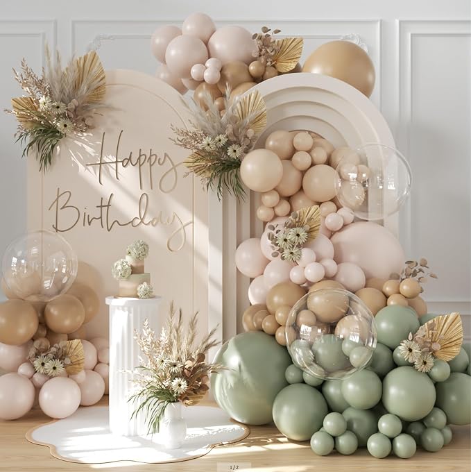 Sage Green Balloon Arch Kit for Boho Baby Shower Gender Reveal Decorations | by CROSSFINGERS