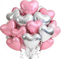 TONIFUL 30 Pcs Pink Silver Heart Balloons 18 Inch Heart Shape Foil Balloon | by TONIFUL