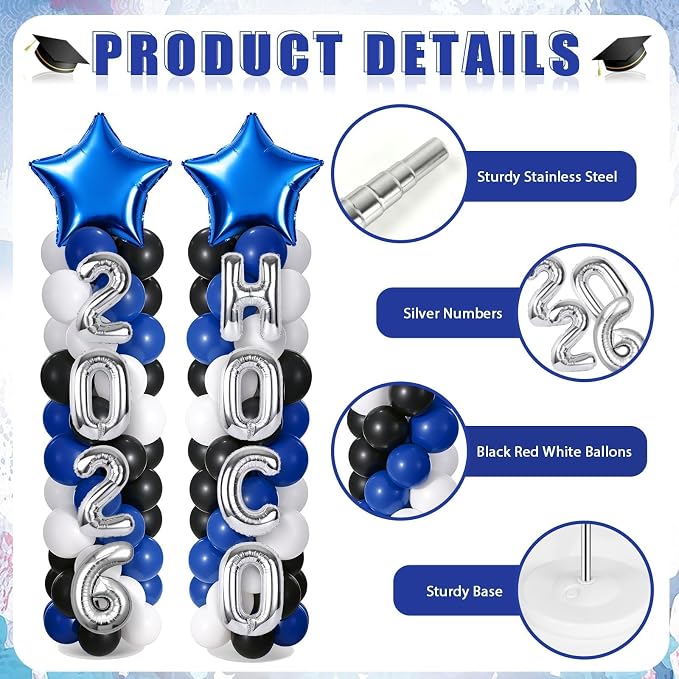 2 Sets Homecoming 2026 Balloon Column Stand Party Decorations Kits - Image 4