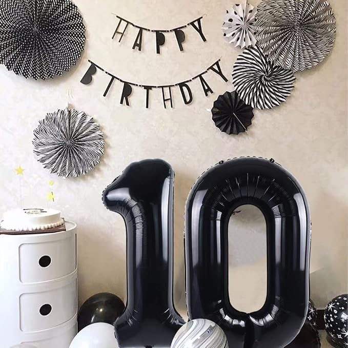 TONIFUL 40 Inch Black Number 30 Balloon Large Foil 30th Birthday Decoration | - Image 6