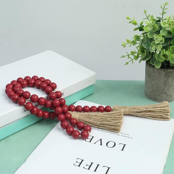 Meplait 39in Wood Bead Garland, Farmhouse Beads - Image 4