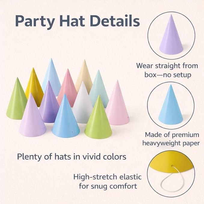 Pre-Assembled Party Hats for Adults, Birthday Party Headwear for Women Men - Image 4