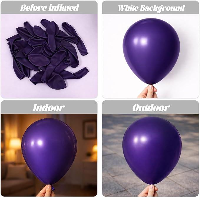 Voircoloria 130pcs Dark Purple Balloons Garland Arch Kit, 18 12 10 5 Inch | - Image 2
