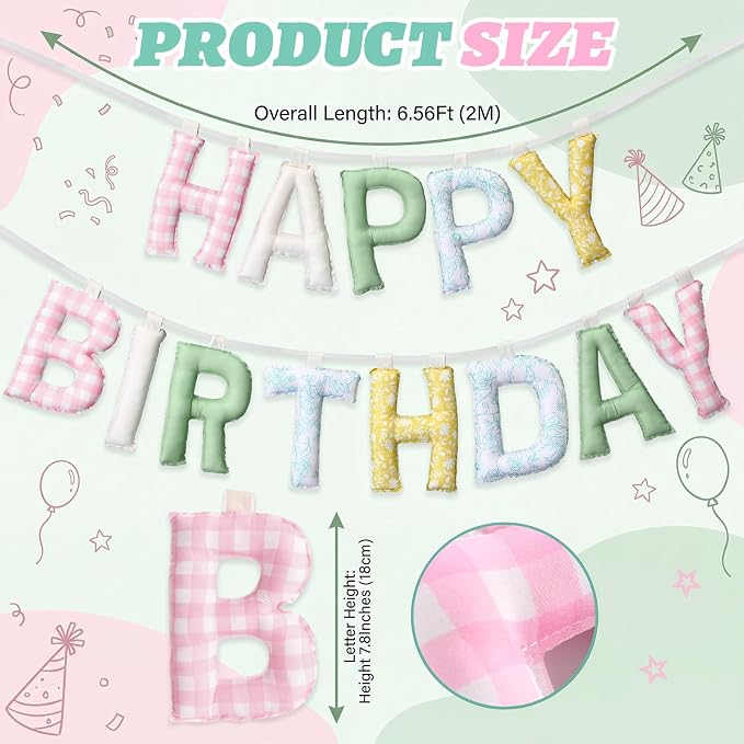 Pre-strung Happy Birthday Banner Sign Reusable Felt Happy Birthday Garland - Image 2