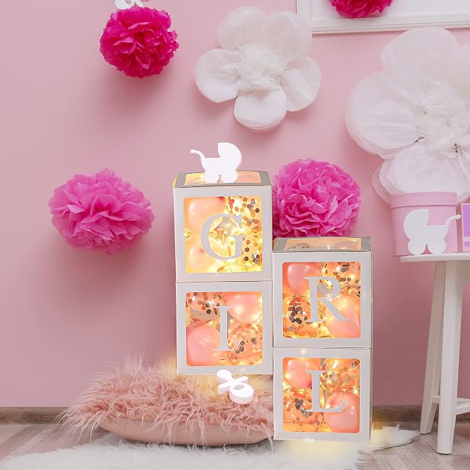 Baby Shower Balloon Box Decorations, 4 Pack Led Fairy String Lights and 40 Pcs - Image 6