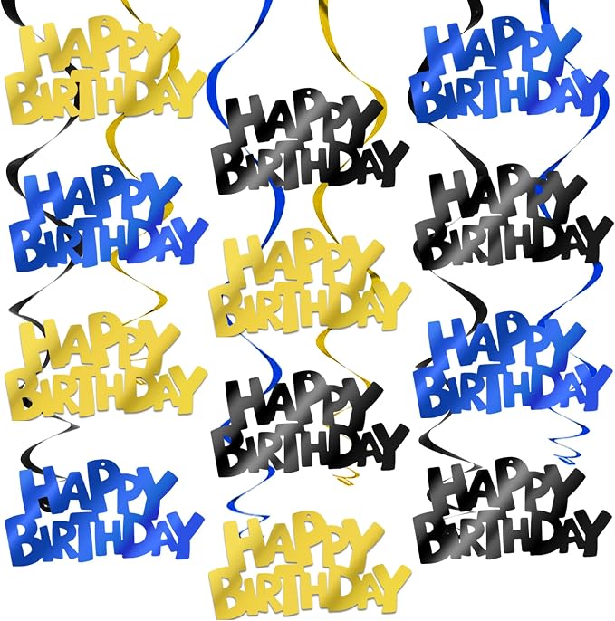 BEISHIDA 12 Pcs Happy Birthday Hanging Swirl Decorations, Men Boys Birthday by Beishida