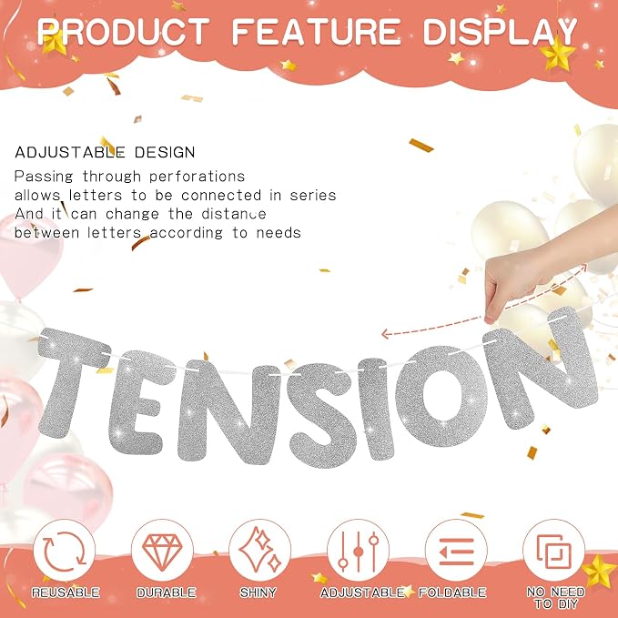 Retirement Banner Pre-Strung GOODBYE TENSION HELLO PENSION Banner Glitter - Image 3