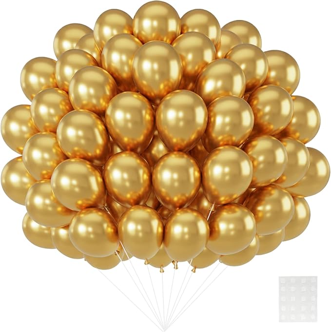 Patimate Gold Metallic Chrome Latex Balloons 150 Pack 5 Inch Gold Balloons | by PatimateDirect