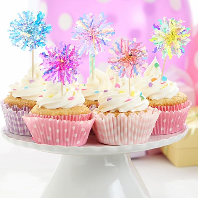 50PCS Foil Firework Cupcake Toppers, Happy Birthday Cake Toppers, Firework Cake - Image 7