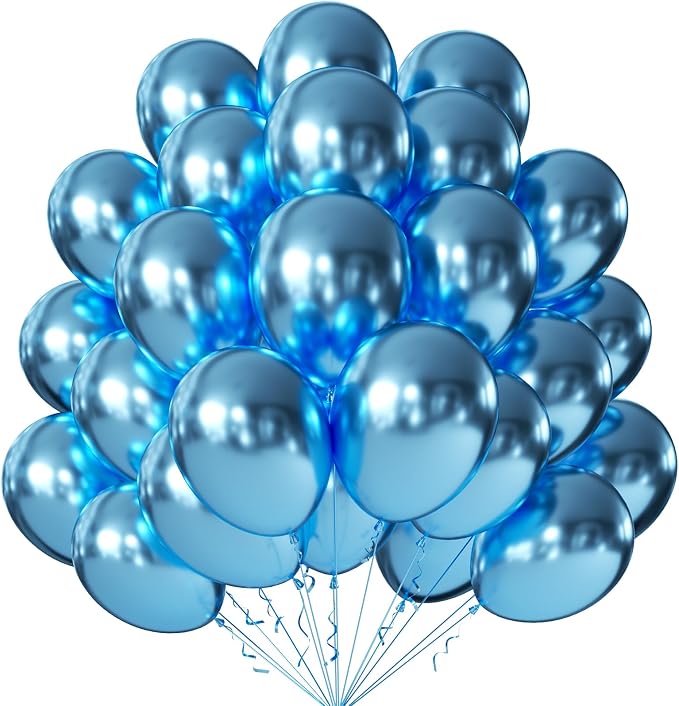 12 Inch Metallic Blue Balloons, Baby Shower, Graduate Party Decorations by KALOR