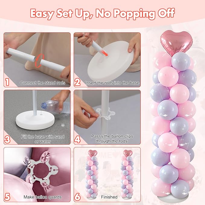 Balloon Column Stand Kit Set of 2, 56 Inch Height Adjustable Splicing Metal - Image 7