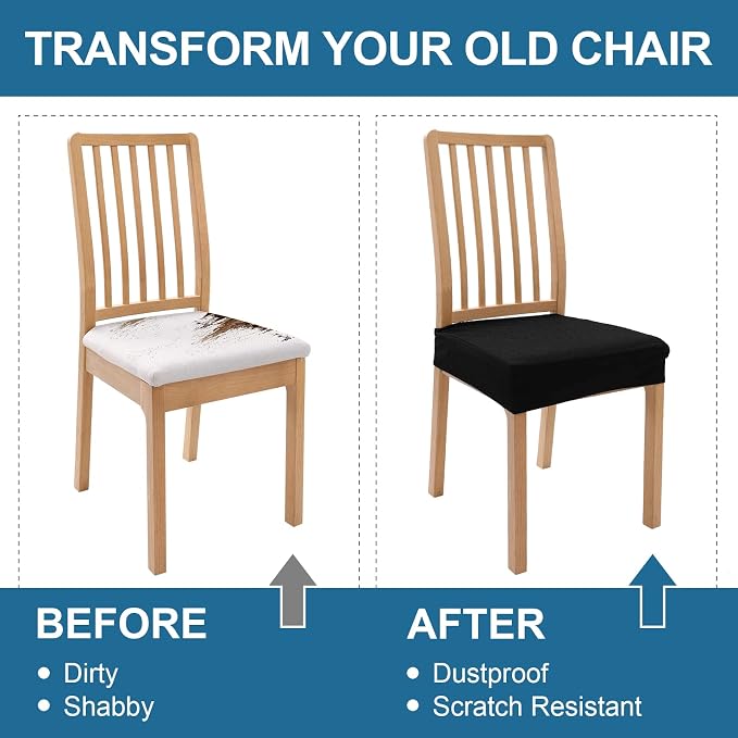 Smiry Waterproof Seat Covers for Dining Room Chairs, No Rear Covers | Stretch - Image 7