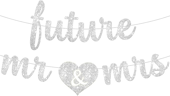 KatchOn Glitter Future Mr & Mrs Banner 10 Ft, Engagement Party Decorations | by KatchOn