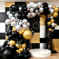 143Pcs Black Gold Silver Balloon Garland Arch Kit | Black Gold Silver Latex by Unknown