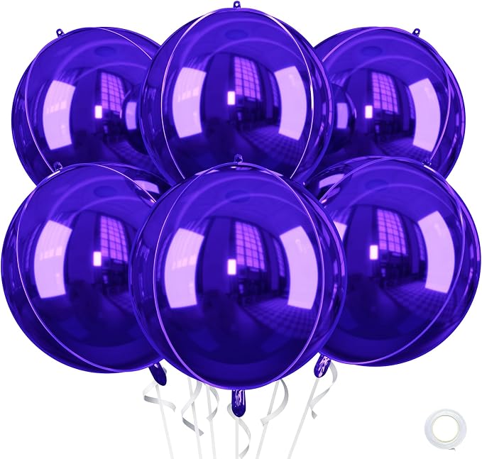 22 Inch Purple Foil Balloons, Big Round Foil Balloon by Saxuxu