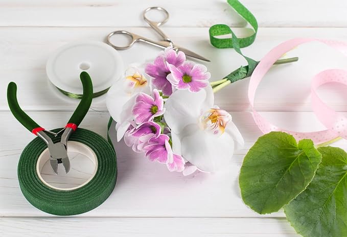 Paxcoo Floral Tape and Floral Wire Arrangement Tools Kit with Wire Cutter 26 Gauge Stem Wire and 22 Gauge Paddle Wire for Bouquet Stem Wrap Florist