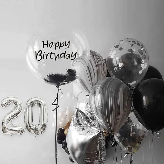 2 Set 20 Pcs Number Balloons 16 Inch Silver 0-9 Number Mylar Foil Balloons - Image 5