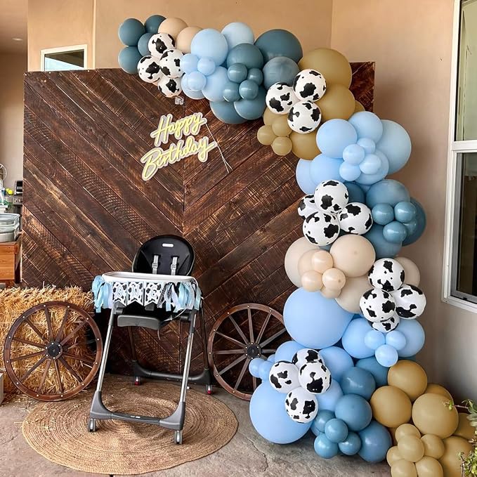 153 PCS Dusty Blue Cow Balloon Arch Garland Kit – Dusty Blue, Pastel Blue - Image 6