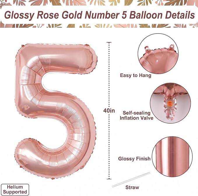 Rose Gold Number 15 Balloon 40 Inch, Radiant Foil Duo - Image 4