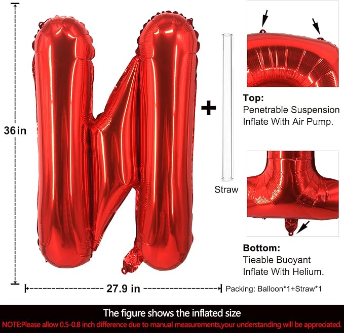 Lovoir 40 Inch Large Red Letter N Balloons Big Size Jumbo Mylar Foil Helium - Image 2