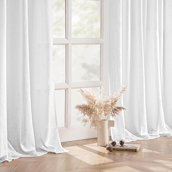 MIULEE White Linen Curtains 100 Inch Long 2 Panels - Image 5