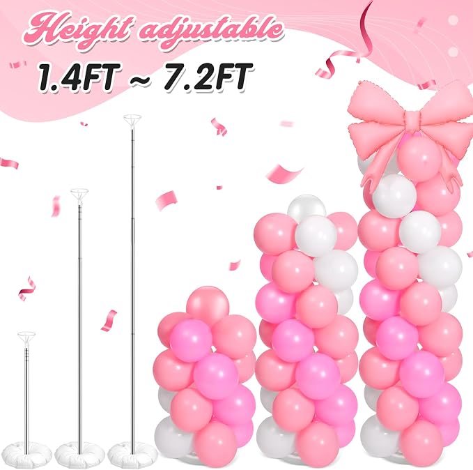 2 Sets Christmas Decor Bow Theme Balloon Column Stand Kit Decorations Bow - Image 7