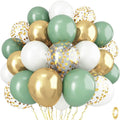 Dusty Sage Green and Gold Balloons, 12 Inch Retro Olive Green White Gold Latex by Isndare
