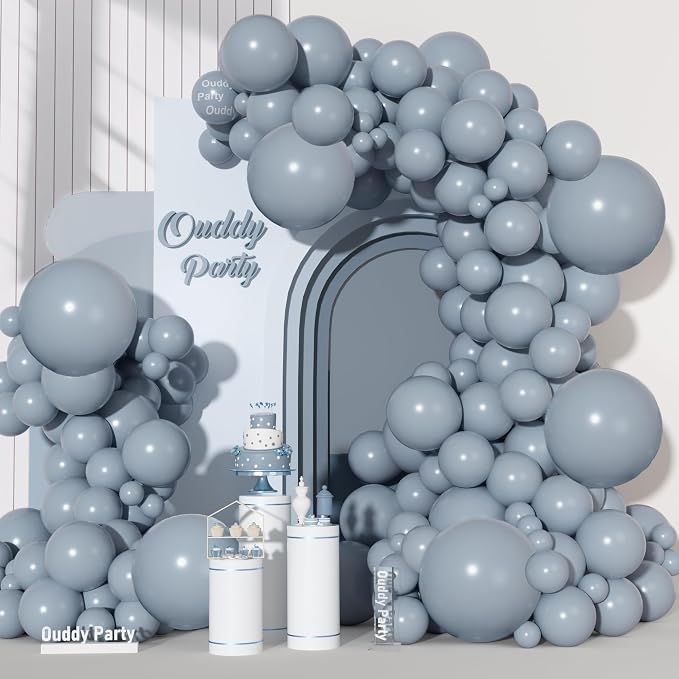 Ouddy Party 129Pcs Dusty Blue Balloons Different Sizes 18 12 10 5 Inch by OuddyParty