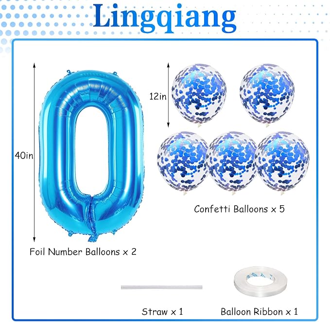 40 Inch Number 30 Foil Balloons, Large Blue 30th Birthday Digital Balloons - Image 2