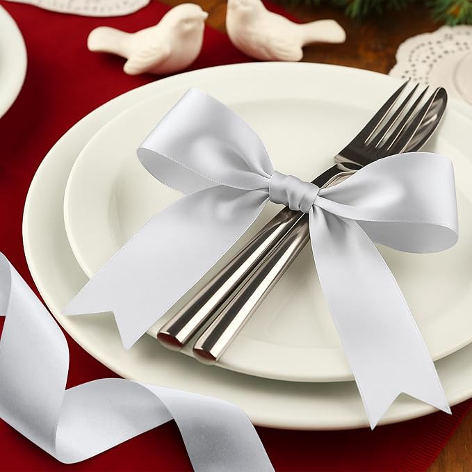 1 1/2In 30Yards Silver Ribbon for Gift Wrapping Christmas Tree Decorations | - Image 6