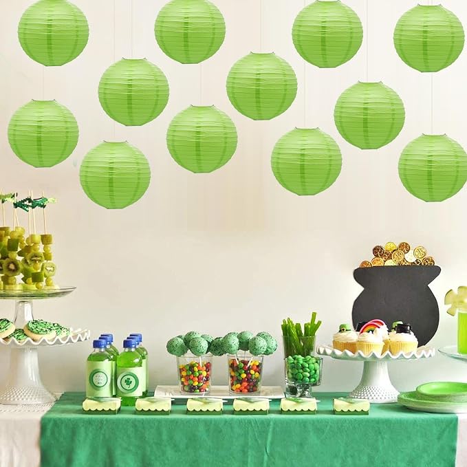 Sage Green Paper Lanterns Hanging Chinese Japanese Round Lanterns 8inch | Paper - Image 5