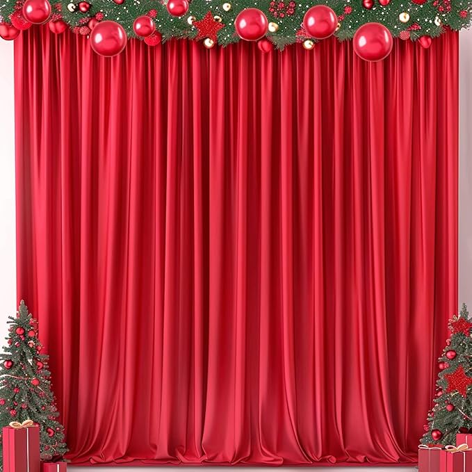 20x10ft Wrinkle Free Red Backdrop Curtain - Image 2