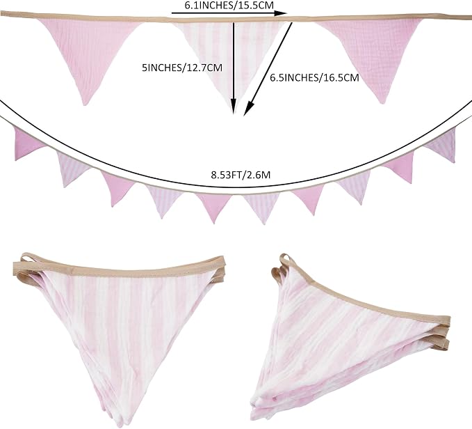 2Pcs Triangle Bunting Flag No-DIY Cotton Fabric Garland Reusable Party Banner - Image 4