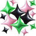 TONIFUL 30Pcs Four Pointed Star Balloon Light Pink Green Black Foil Balloon | by TONIFUL