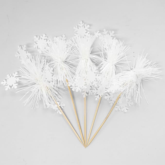 Gyufise 20Pcs Foil Firework Cupcake Toppers Sparkle Tinsel Cake Toppers Tinsel - Image 3