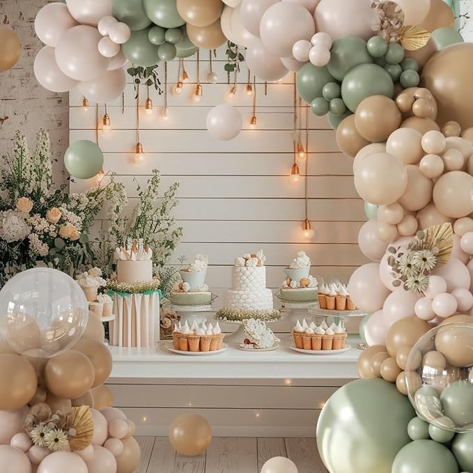 Sage Green Balloon Arch Kit for Boho Baby Shower Gender Reveal Decorations | - Image 3