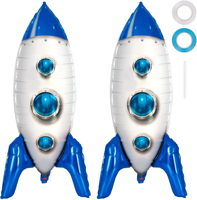 2 Pcs Large Blue Rocket Balloons by YOTHORN