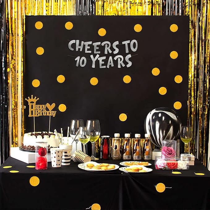 Pre-Strung Cheers to 10 Years Silver Glitter Banner - Image 7