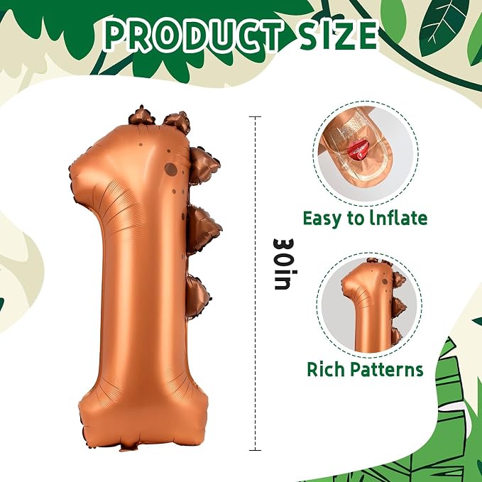 Dinosaur Number 1 Balloon, 30 Inch Birthday Party Decorations - Image 3