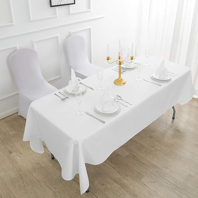 Rectangle Tablecloth 60x102 inch Washable Polyester Fabric Table Cloth for Wedding Party Dining Banquet Decoration（60x102, White）