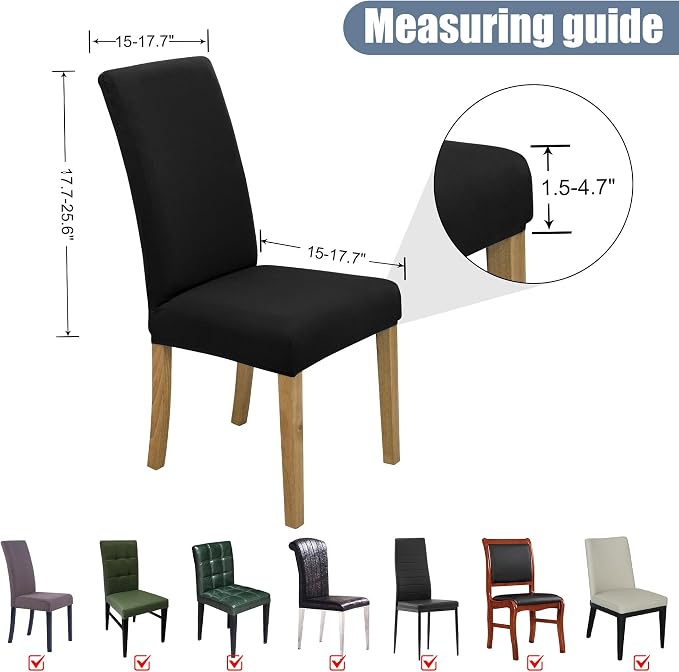 Dining Chair Covers, Stretch Seat Covers, Washable Furniture Protector | 6 Pack - Image 5