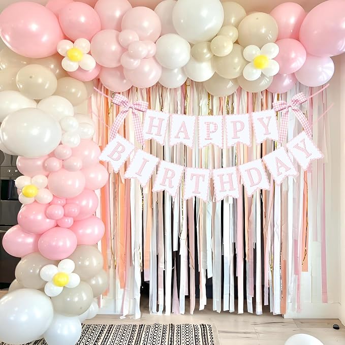 Bow Happy Birthday Banner for Bow Birthday Decorations Pink Bows Garland for - Image 7