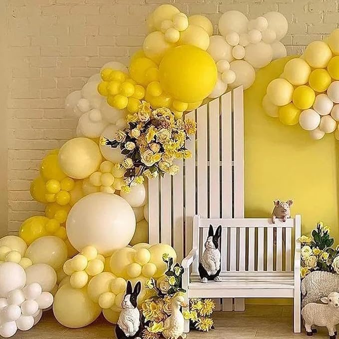 Voircoloria 130pcs Pastel Yellow Balloons Arch Kits 18 12 10 5 Inch | - Image 5