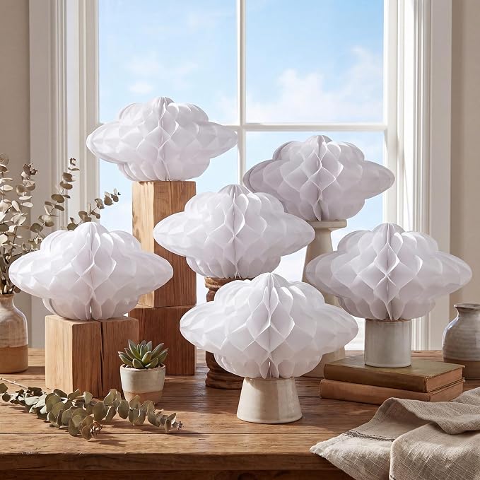 Affrolling 6 Pcs 3D Cloud Decorations Honeycomb Cloud Table Decor Artificial - Image 6