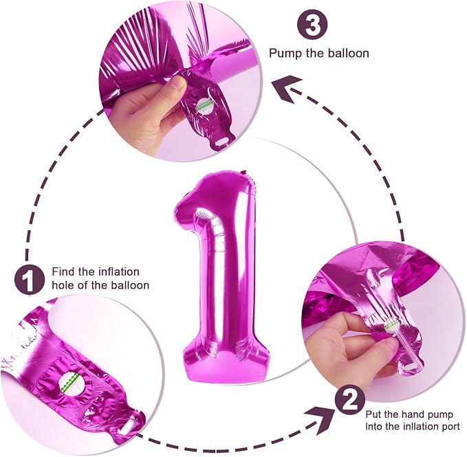 5 Balloon Numbers Birthday Decorations, 40In Rose Purple Balloons - Image 6
