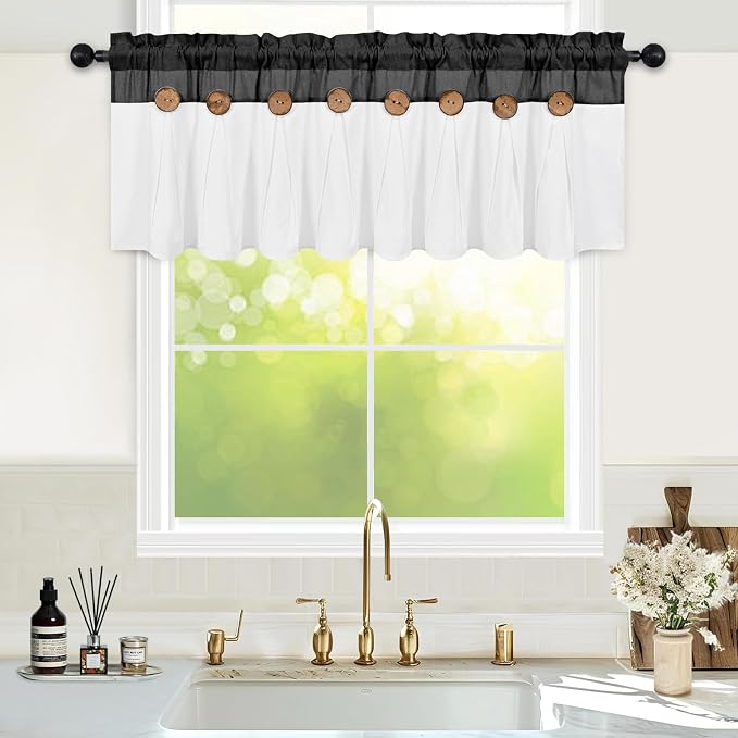 Farmhouse Valance Curtains, Boho Cotton Linen Kitchen Valance, Country Rod - Image 2