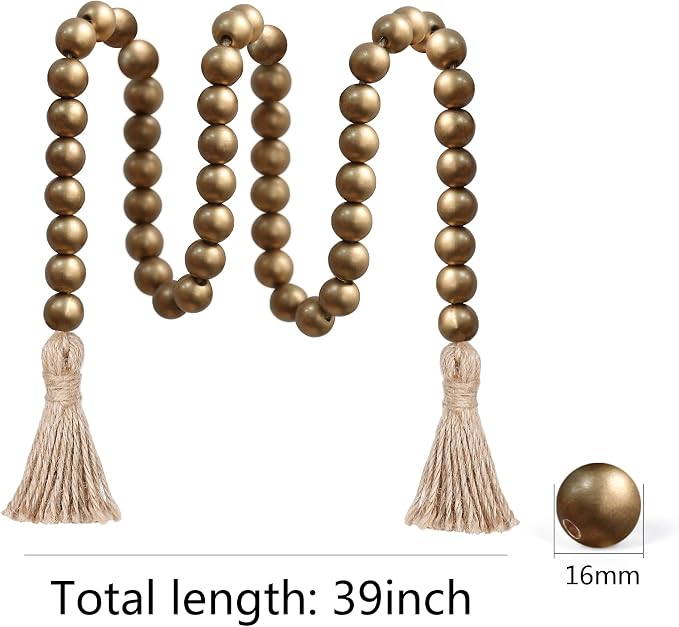 Meplait 39in Wood Bead Garland, Farmhouse Beads - Image 6