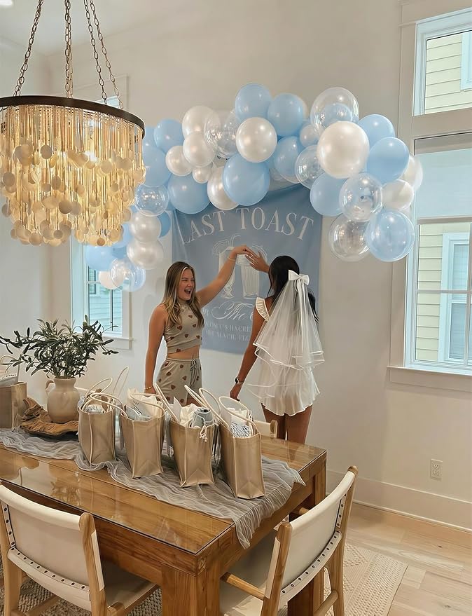 Light Blue and White Balloons, Photo Backdrop | 50PCS 12 Inch Blue and White - Image 2