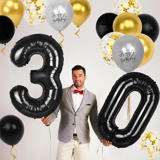 30th Birthday Decorations for Him, 40 inch 30 Balloon Numbers - Image 5